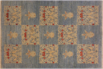 handmade Transitional Kafkaz Chobi Ziegler Lt. Blue Lt. Blue Hand Knotted RECTANGLE 100% WOOL area rug 4 x 6